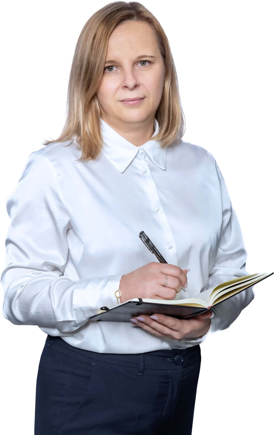 Ekspertka Biznes Medical z notesem